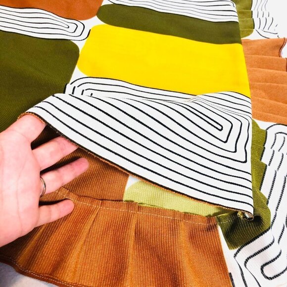 60s Mod Pillow Shams PAIR Square Pillow Slip Covers Stripes Colorful Motifs - Picture 4 of 9